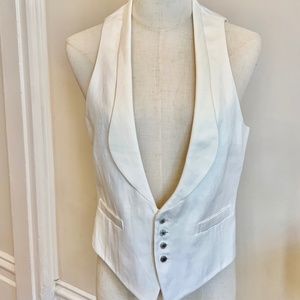 Ralph Lauren PURPLE LABEL Wilma Ivory Linen Vest Top Size 6